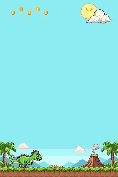 Convite de aniversário infantil Dinossauro pixel